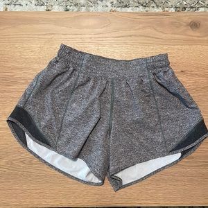 Low-rise lined running shorts 4”, heather gray